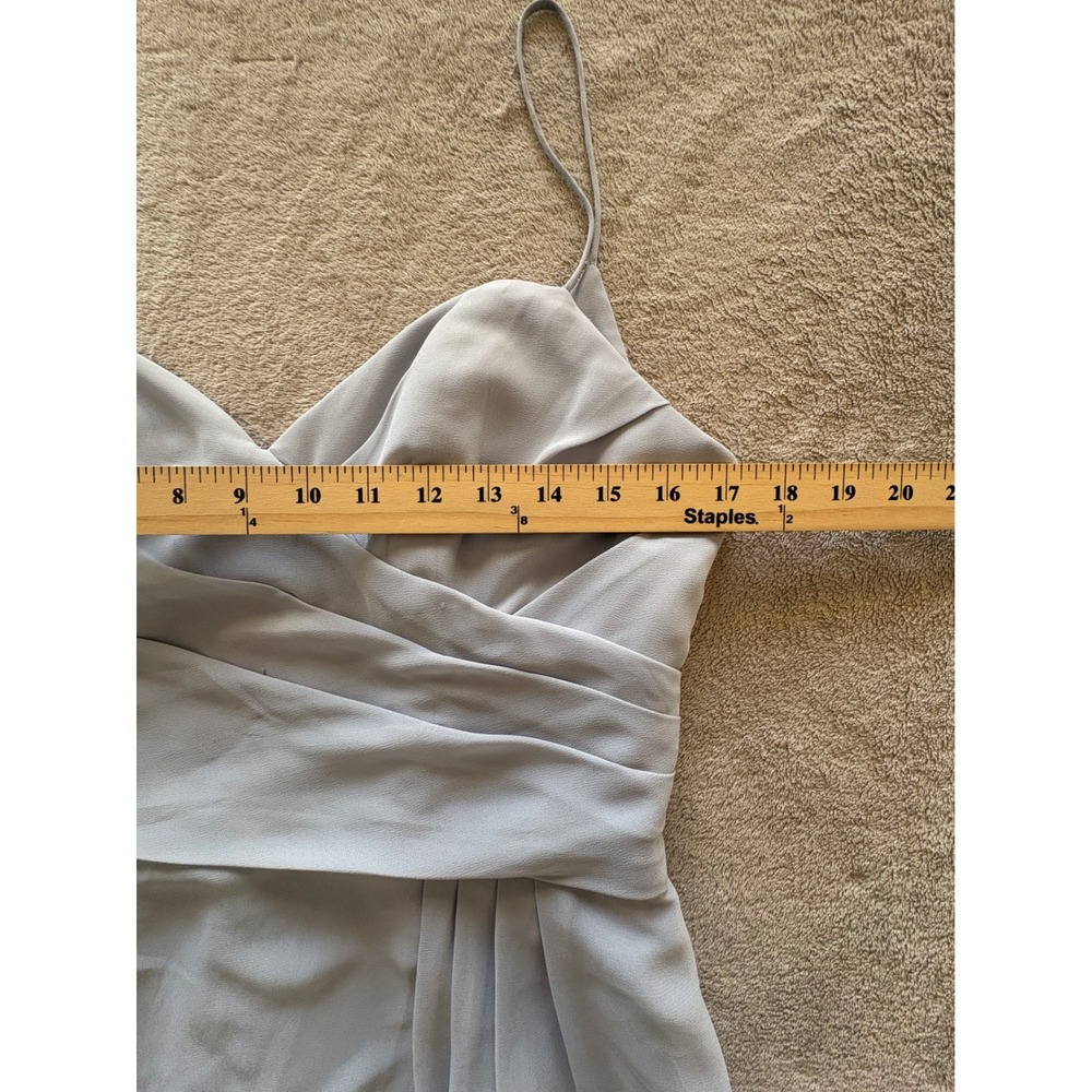 Hayley Paige Occasions Grey Chiffon V-Neck Maxi Bridesmaid Dress 5603 Womens 10 - Picture 3 of 8